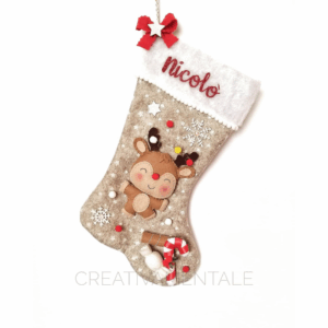 ✨BEST SELLER ✨Calza della befana in pannolenci rennina beige
